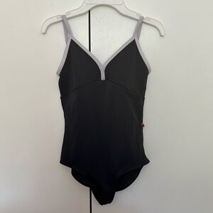 Black "Daria" Yumiko Leotard with Silver Trim